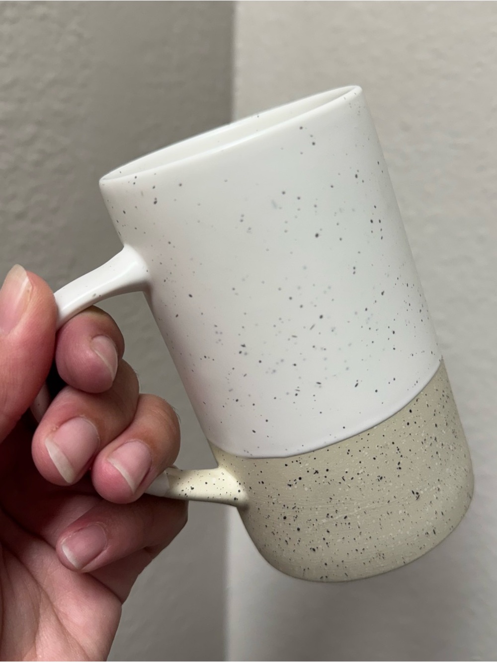 Speckled Two-Tone Ceramic Coffee Mug - White & Tan